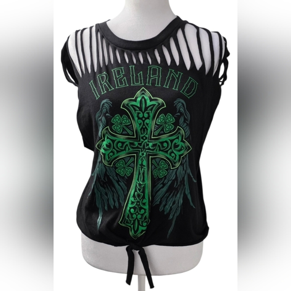 Tops - St. Patrick's Or Any Day Deconstructed Ireland Celtic Cross Tee Now Tank